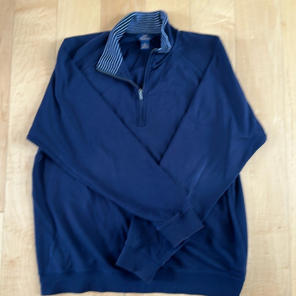 Brook Brothers Supima Cotton Quarter Zip with contrasting stripe collar